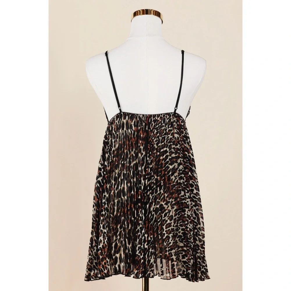 Sz M Betsey Johnson Intimates Black Lace Leopard Print Baby Doll Slip Set GUC - Picture 4 of 7